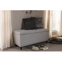 Baxton Studio BBT3137-OTTO-Greyish Beige-H1217-14 Kaylee Modern Classic Grayish Beige Fabric Upholstered Button-Tufting Storage Ottoman Bench
